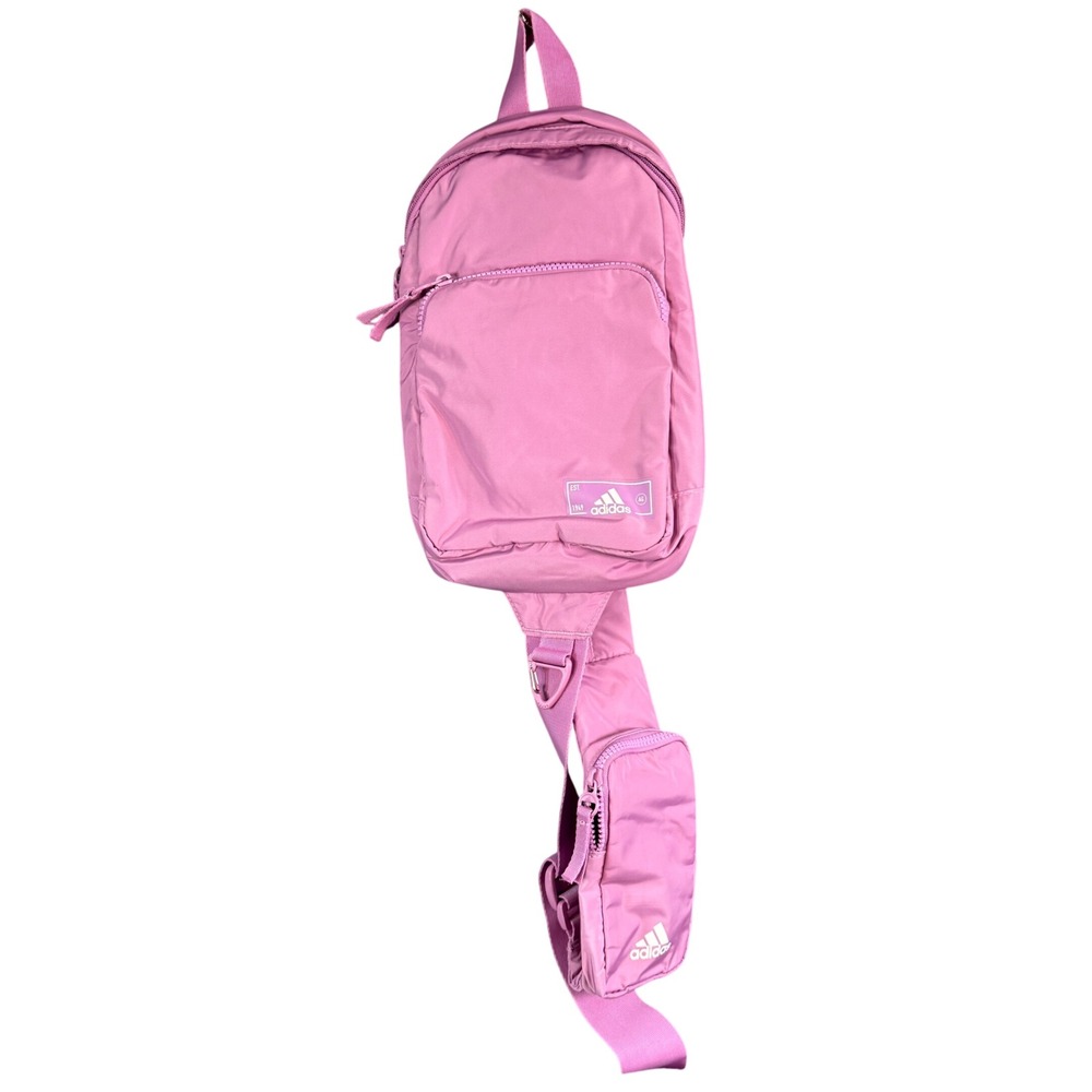 Adidas Sling Backpack Mauve Pink Crossbody Bag with Detachable Pouch RN 90288